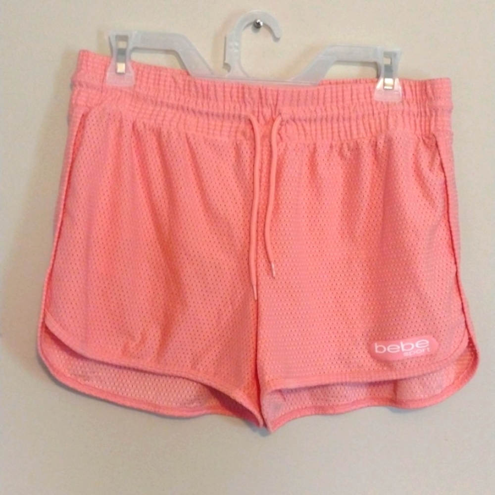 Bebe Sport Activewear mesh Track Shorts Large